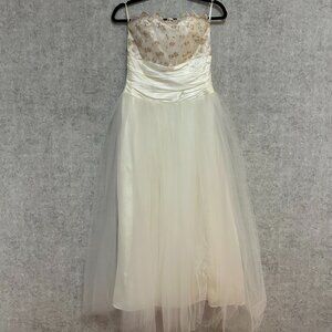 Cream Vintage Jessica McClintock for Gunne Sax dress with Pale Gold details